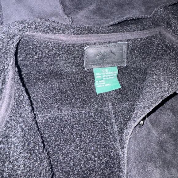 Ralph Lauren Faux Suede/Shearling Hooded Vest, Black, Womens Large, Sherpa Lined - Picture 4 of 5